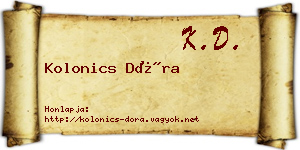Kolonics Dóra névjegykártya
